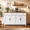 Retro, variant on Multipurpose Buffet Cabinet with 4 Doors 2 Drawer, Layered Open Shelf Design, Ideal for Kitchen Bathroom Living Room Storage, Naturel Wood