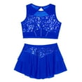 thumbnail image 4 of iiniim Girls 2 Piece Sequin Gym Ballet Lyrical Jazz Dance Outfit Sleeveless Crop Top with Layered Skirt Royal Blue 10, 4 of 7