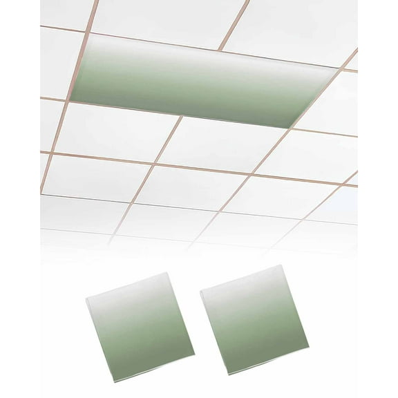 Fluorescent Light Covers for Ceiling Lights 2 Pack, Sage Green Ombre Magnetic Ceiling Light Covers 2x4ft for Classroom Office School, Modern Sage Green Abstract Art Overhead Drop Ceiling Light Shade