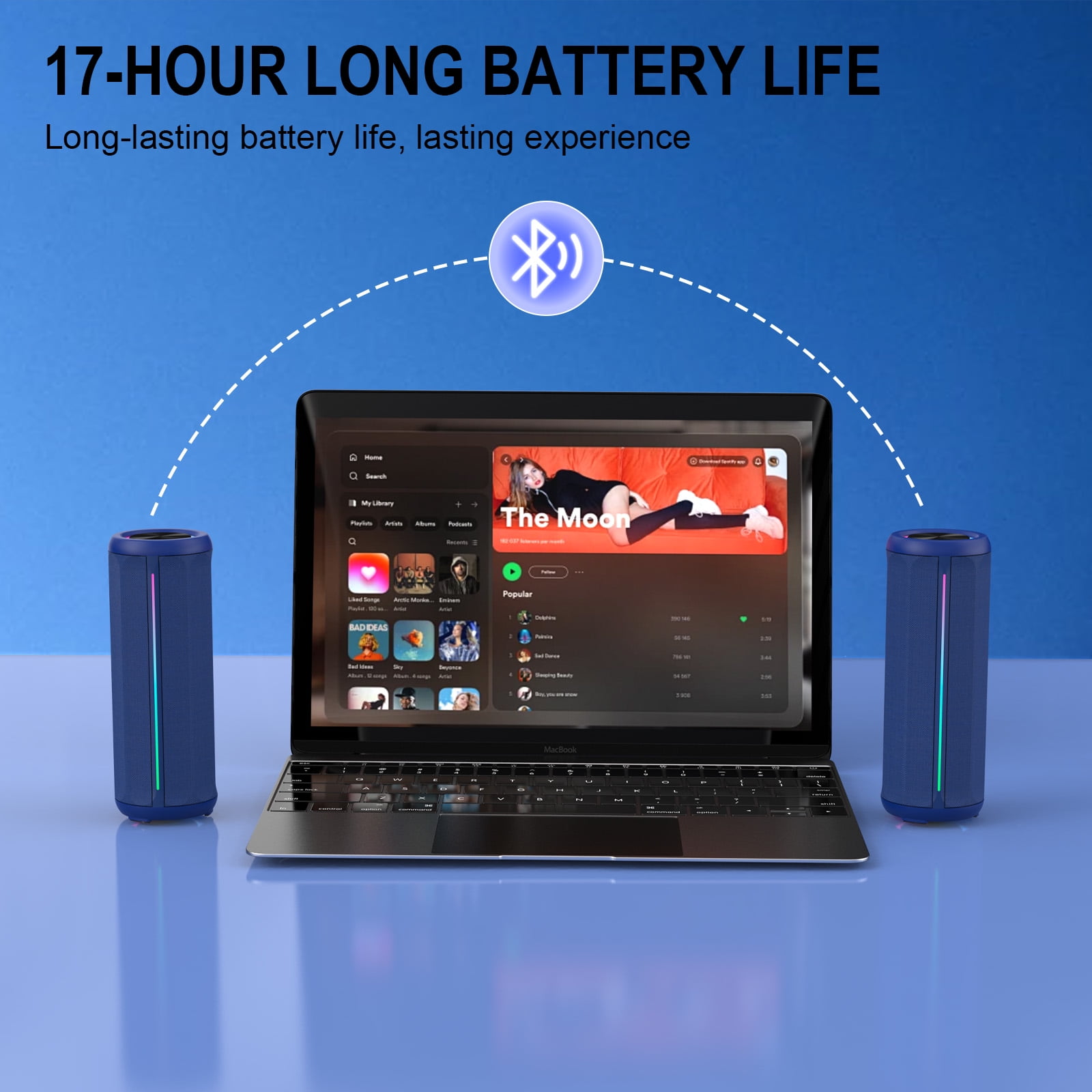 Jierben Bluetooth Speaker with Subwoofer, Bluetooth 5.4 Portable Speaker with 30W Loud Sound, Built-in Mic, 5H Playtime, LED Lights, IPX5, TWS Pairing