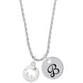 thumbnail image 1 of Delight Jewelry Silvertone Elephant Silhouette Silvertone Script Initial Disc - B - Charm Necklace, 20"+3", 1 of 4