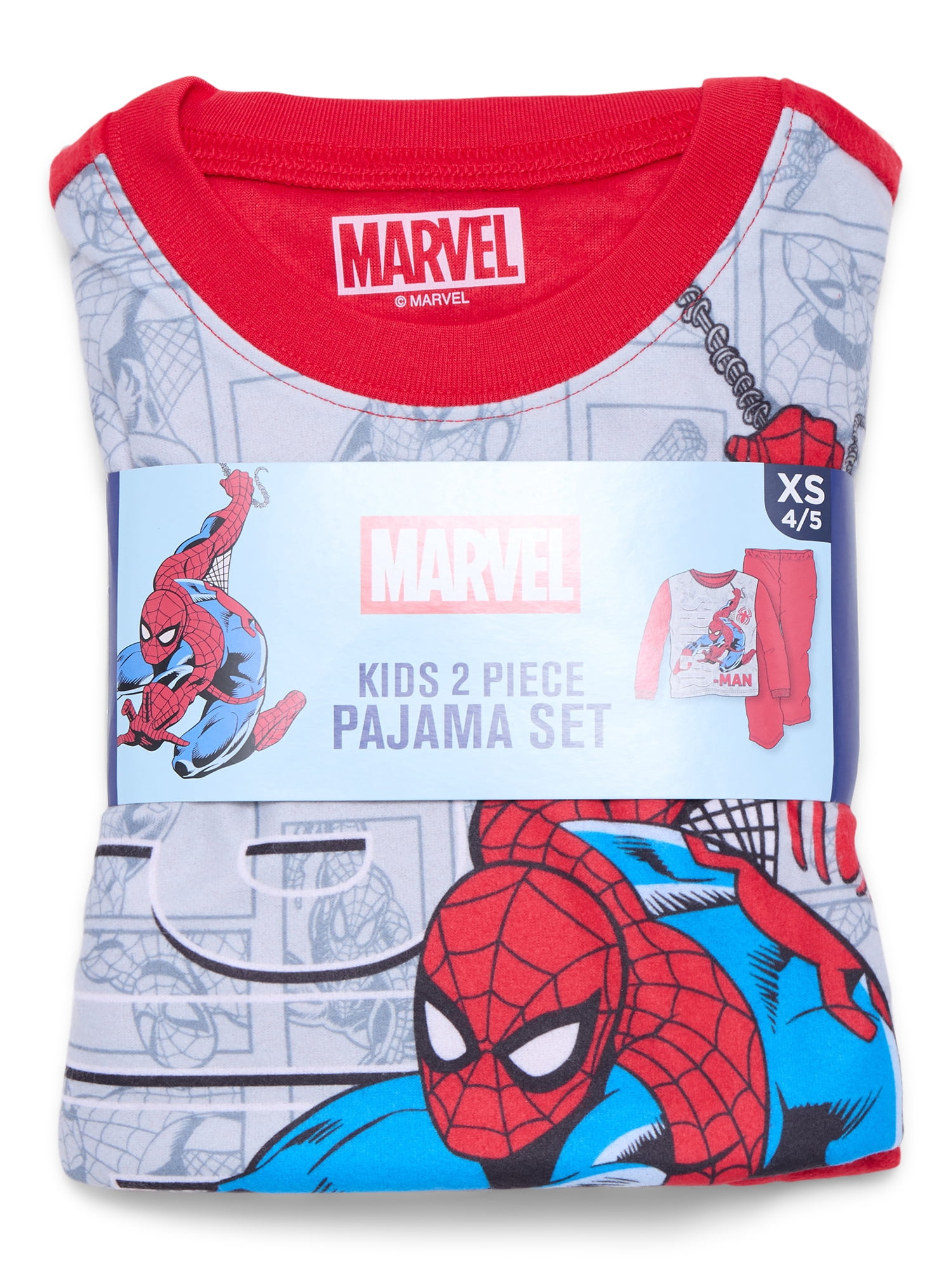 Marvel Spider-Man Boys Long Sleeve Top and Pants, 2-Piece Pajama Set, Sizes 4-12