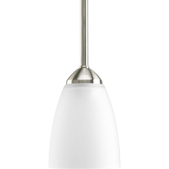 Gather Collection One-Light Brushed Nickel Etched Glass Traditional Mini-Pendant Light