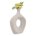 thumbnail image 6 of Oval Cutout Vase for Living Room Decor - Modern Ceramic Flower Vase for Home, Bedroom Vanity, Office, and Table Accents - Tall Textured Design for Shelf and Entryway Decor - 14", Ivory, 6 of 11