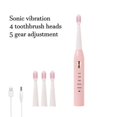 thumbnail image 3 of Cepillo de dientes eléctrico sónico con carga USB, 4 colores, IPX7, resistente al agua, modo de 5 velocidades, recargable por ultrasonidos, cepillo de dientes suave para adultos, 3 of 5