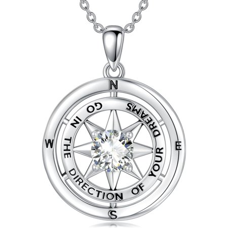 DVEATR Compass Necklace for Women Compass Pendant Necklace Graduation Compass Jewelry Women Gifts