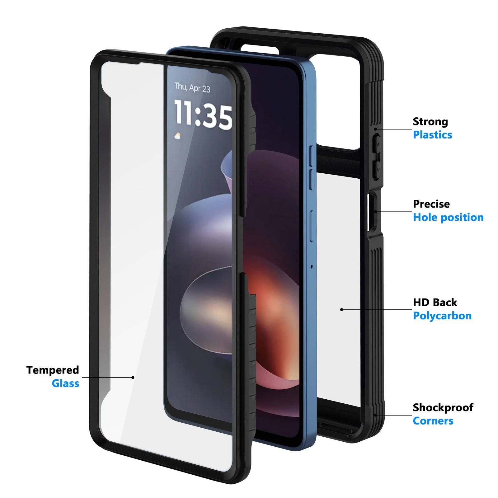 Njjex Moto G 5G 2025 Case With Screen Protector, Black photo 3