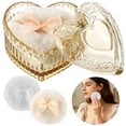 thumbnail image 2 of 3 Pcs Large Powder Puff Set, Heart-shaped Glass Container with Soft Plush Makeup Puffs, Washable & Reusable, Cute Vanity Décor for Wet and Dry Makeup, Yellow, 2 of 7