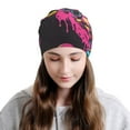 thumbnail image 2 of Xecao Neon Gothic Skull Moon Print Beanie Knitted Hat for Men Women, Winter Fashion Knit Cuffed Caps Unisex, 2 of 7