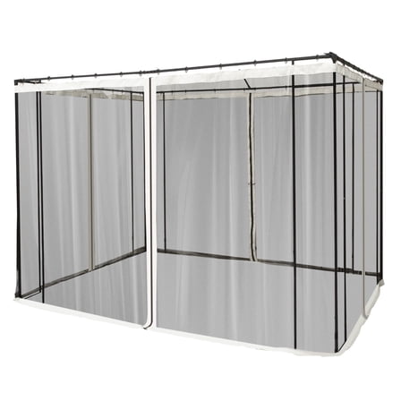 10x10 Gazebo Netting Replacement, Canopy Sidewall Kit with Zippers - Black Polyester Mesh Screen for Outdoor Patio, 9.8x9.8 ft 4-Panel Gazebo