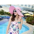 thumbnail image 3 of Women's Big Brim Straw Hat Foldable Roll Up Sun Hat/Pink, 3 of 5
