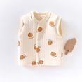 thumbnail image 2 of OOOUM Infant Cotton Vest Crowneck Button Down Sleeveless Waistcoat Cute Cartoon Print Lightweight Outfits Orange 12-24 Months, 2 of 3