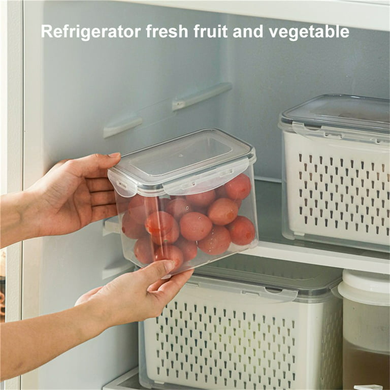 Yesbay 1.15l/2l/3l/4.5l/6.2l Fridge Storage Box Large Capacity Solid Construction Plastic All-Purpose Easy Snap Lock Airtight Food Container for Home