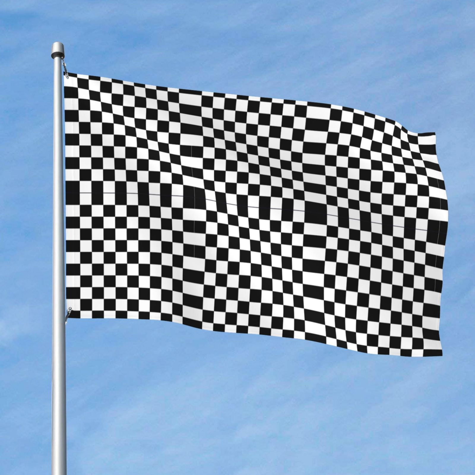 5ft X 8ft White And Black Checkered Pattern Flag Weather-Resistant Polyester Outdoor Decor