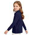 thumbnail image 3 of Girls Long Sleeve Collar Pique Polo Shirts Kids School Uniform Daily Tops Navy 150, 3 of 7