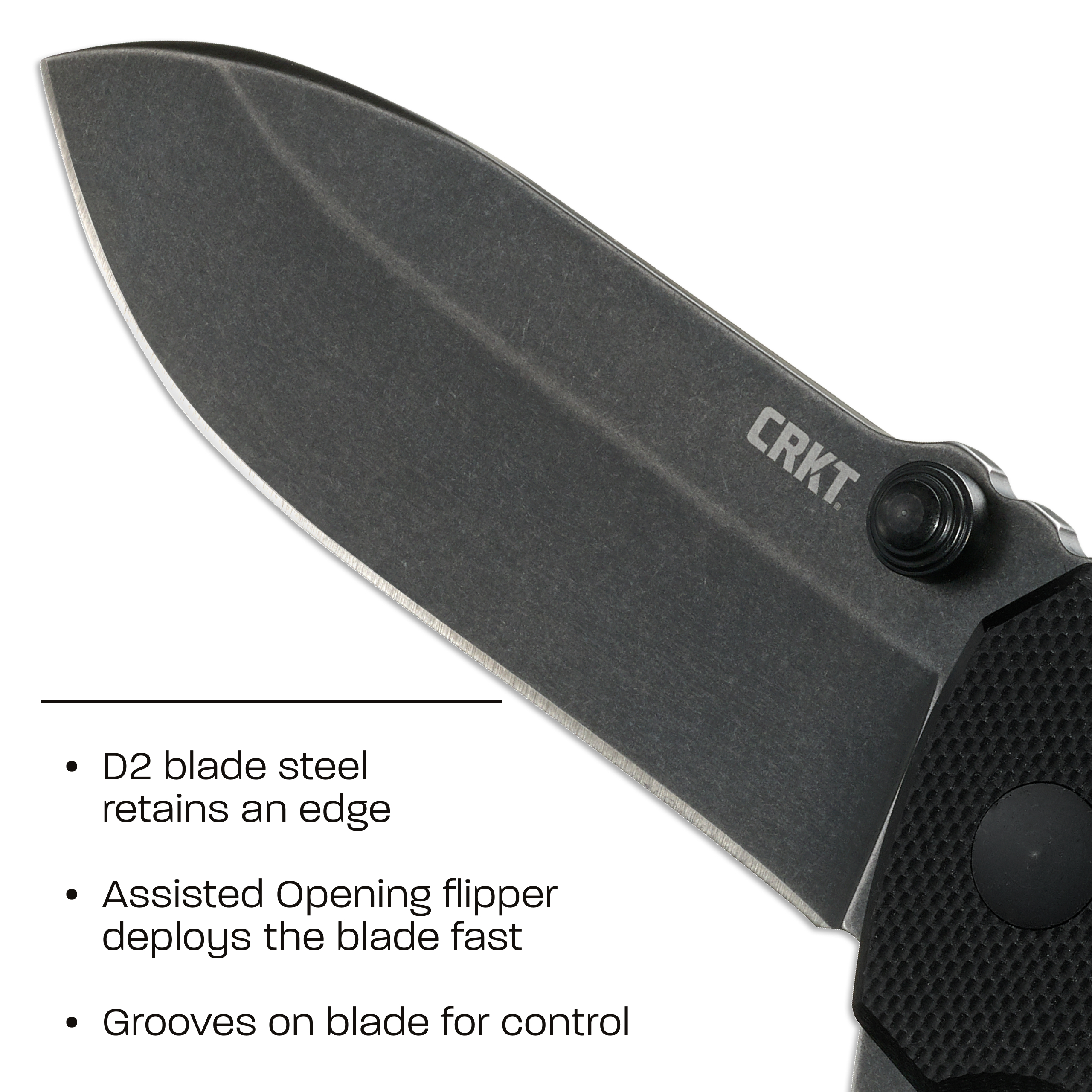 CRKT Squid XM Everyday Carry Assisted Folding Knife with Frame Lock: D2 Plain Edge Blade, G10 Handle, Pocket Clip, 2495K