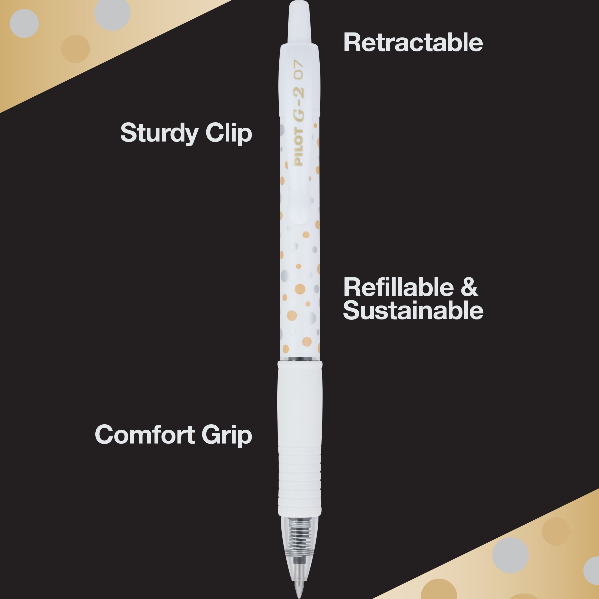 PILOT Pen G2 デザインコレクション ドット 詰め替え可能&格納式ゲルインクペン 細字 0.7mm 5本パック　並行輸入品 PILOT Pen G2 デザインコレクション ドット 詰め替え可能\u0026格納式