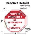 thumbnail image 2 of Private Property No Trespassing No Soliciting (2 Pack) 6 inch X 6 inch Octagon Vinyl Label Decal Sticker Weather Resistant, UV Protected for Workplace, Made in the USA, 2 of 5