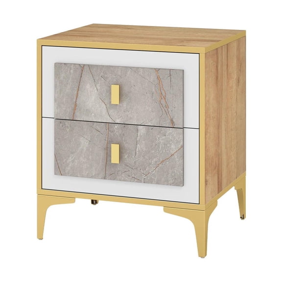 Barara King Nightstand with 2 Pull-out Drawers, Side Table for Living Room, Bedroom, Brown