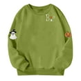 thumbnail image 3 of Girls' Fashion Tops New Halloween Ghost Pumpkin Sweatshirts for Girls Lightweight Cute Spooky Graphic Crewneck Pullover Tops Green 4 Y, 3 of 6
