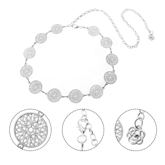 HOOWIFFY Women's Metal Waist Chain Belt, Stylish Decorative Accessory with Texture, 1 Piece Fashion Waistband