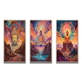 thumbnail image 2 of Designart "Buddha in the Mountains Psychedelic Vision II" Buddhism Framed Wall Art Set Of 3 - Pink Traditional Frame Gallery Set For Office Decor, 2 of 6