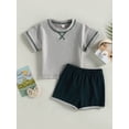 thumbnail image 2 of Bagilaanoe 2pcs Toddler Baby Boy Girl Short Pants Set Short Sleeve T-Shirts Tops + Shorts 6M 12M 18M 24M 3T Kids Casual Summer Outfits, 2 of 8