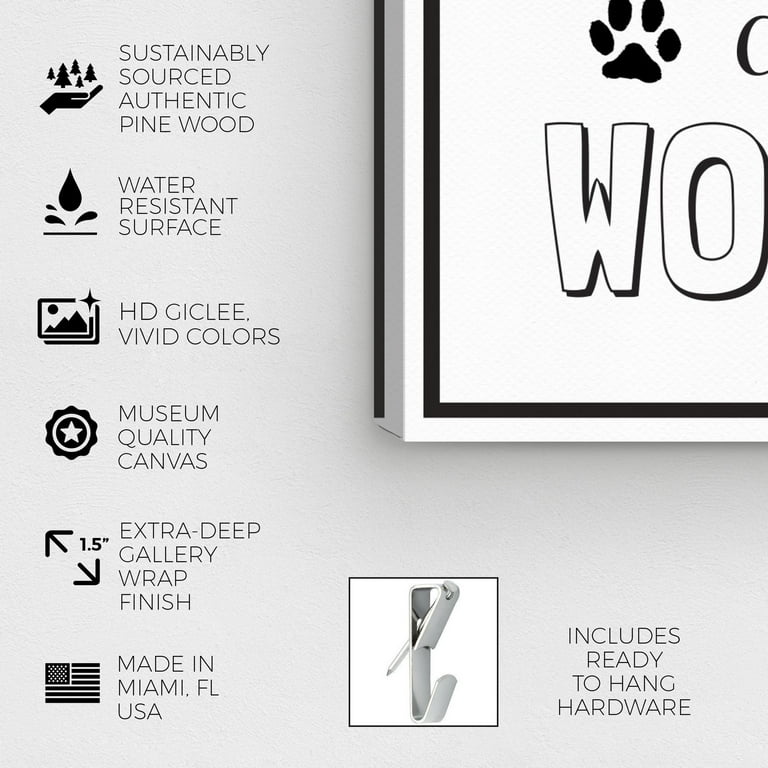 Runway Avenue Typography and Quotes Wall Art Canvas Prints 'Woof' Funny Quotes and Sayings - Black, White Runway Avenue Typography and Quotes Wall Art Canvas Prints 'Woof' Funny Quotes and Sayings - Black, White