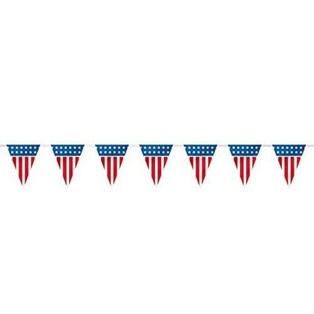 American Flag Pennant Banner, 14ft, Red White Blue, 1ct