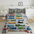 thumbnail image 2 of Comforter Set Twin Size Train Bedding, Colorful Steam Engine Truck Bedding Comforter Sets Train Transportation Quilted Duvet 2Pcs,Gray, Blue, Red, Yellow, 2 of 6