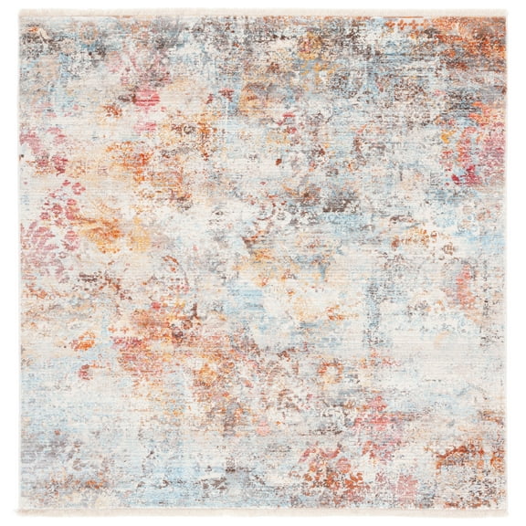 SAFAVIEH Vintage Persian Lindsay Abstract Polyester Area Rug, Rust/Blue, 5' x 5' Square