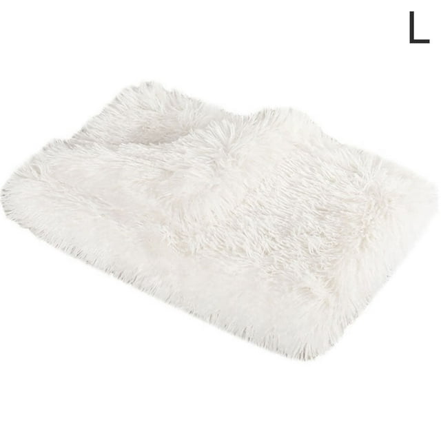 pitrice Pet Blanket Plush Small Animals Mat Warm Soft Pad 2 Layer Carpet Bed Couch Throw Rug, White, L