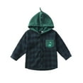 thumbnail image 2 of ATOGUTA Boys Coats Spring and Autumn Styles Classic Checked Hooded Shirt Children's Clothing Green, Size 1T-8, 2 of 6