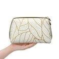 thumbnail image 4 of Naloa Elegant Gold Leaf Pattern Leather Makeup Bag for Purse Travel, Portable Small Cosmetic Organizer for Women and Girls, Make up Bag with Zipper, 4 of 8