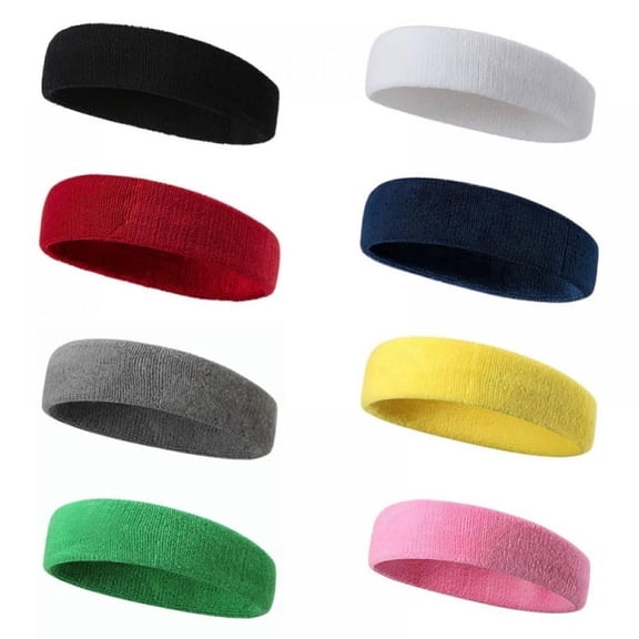 Vruelia 8 Pack Sweatbands Sports Headband for Men & Women, Moisture Wicking Hairband Athletic Towel Headbands Cotton Head Sweat Bands for Running, Cycling, Yoga, Spa