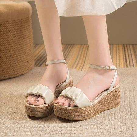 

Fashion Spring And Summer Thick Bottom Wedge Heel Women Sandals Buckle Strap Platform Casual Note Please Buy One Or Two Sizes Larger