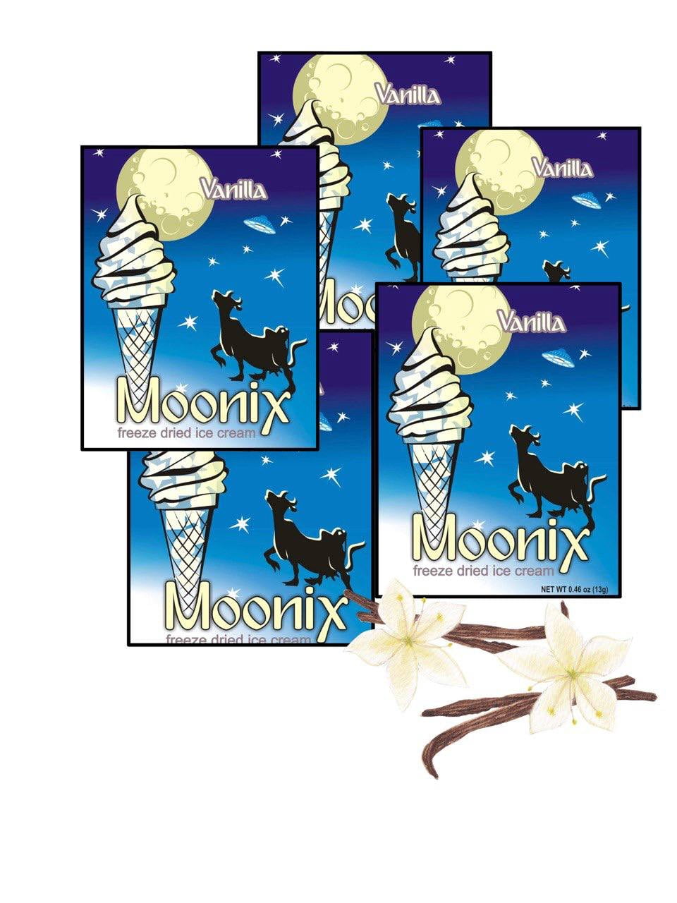 Moonix  Vanilla Flavor (5 Packs), Freeze-Dried Ice Cream (5x0.46oz) 5 Bags  No-Melt, Light & Creamy Treat  Made from Real Milk
