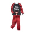 thumbnail image 3 of Christmas Family Pajamas Set Family Matching  Letter Deer Print Long Sleeve O-neck Tops+Plaid Print Trousers/Romper, 3 of 10