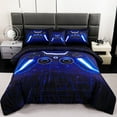 thumbnail image 4 of URBONUR 6 Pieces Gaming Twin Bed in a Bag Blue Black Gamer Boys Bedding Set Games Console Action Buttons Comforter Set with Sheets(Blue Twin), 4 of 10