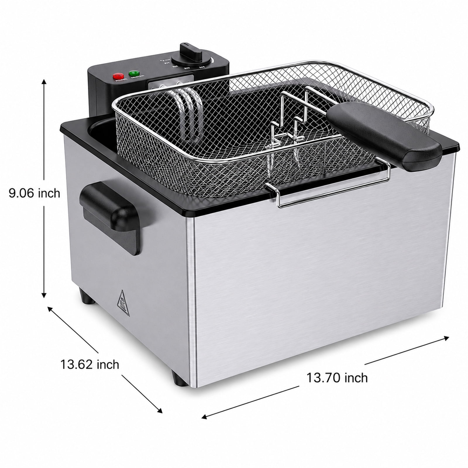 Alvantor Electric Deep Fryer with Adjustable Temperature, 1500W, Stainless Steel, 3L/5L Capacity