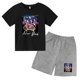 thumbnail image 3 of Conjunto de ropa para niños y adolescentes con estampado de oso de marca, camiseta de cuello redondo y traje corto de 2 piezas, informal, de verano, para niñas y bebés, 3 of 5