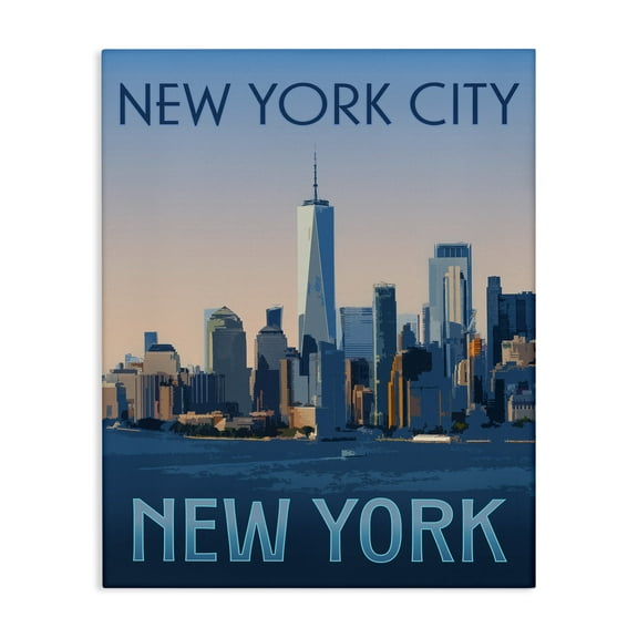 Stupell Industries New York Landmark Skyline Cityscapes Painting Wrapped Canvas Canvas Art Print Wall Art, 16 x 20