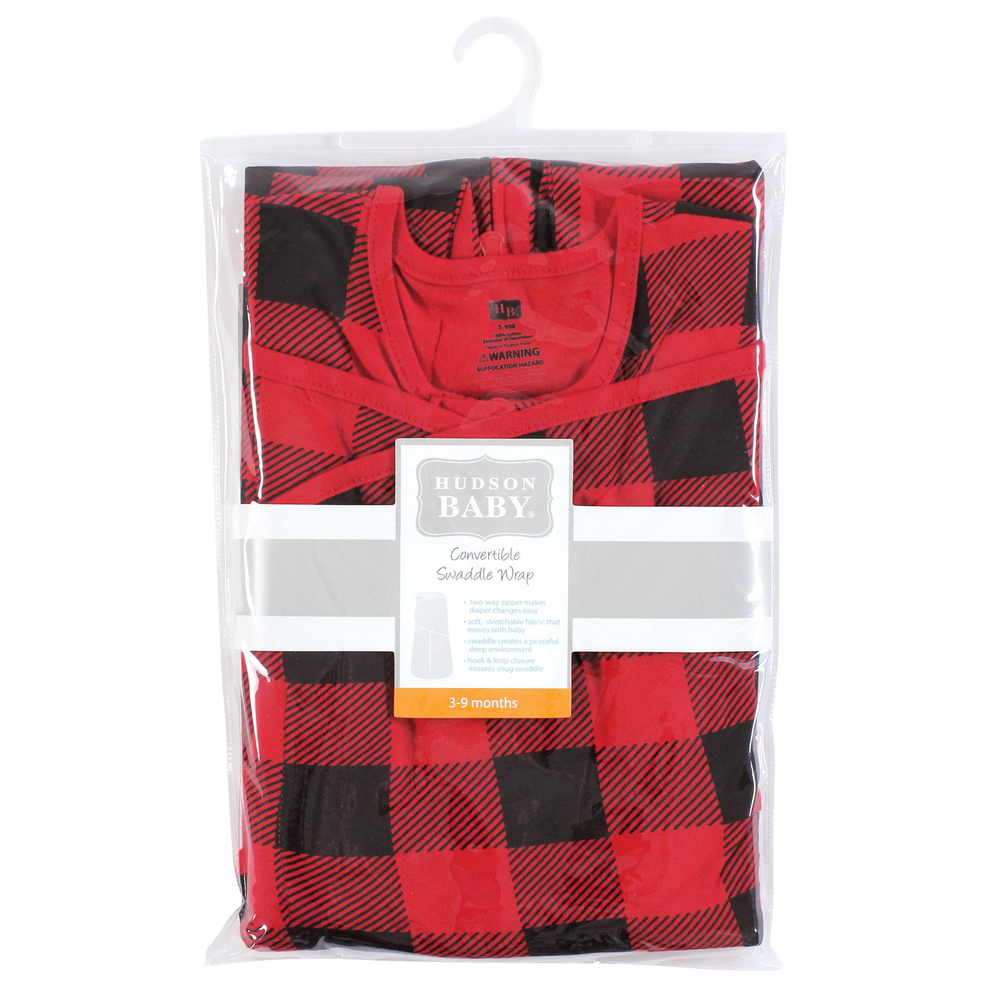 Hudson Baby Convertible Swaddle Sleep Sack, Buffalo Plaid, 0-3 Months