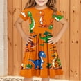 thumbnail image 5 of 4-14 Years Girls Dresses Kids 3D Print Dress Casual Short Sleeve for Princess Summer A-line Party Dresses Orange 9-10 Years, 5 of 5