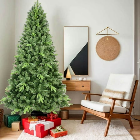 Spaco Artificial 4FT Christmas Tree with 636PVC/Hard Needle Mixed Branch Tips, Christmas Tree with Hinged Premium & Foldable Base for Indoor Holiday Decoration, Green