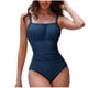 thumbnail image 2 of Trajes de baño de una pieza para mujer, traje de baño de bikini con tirantes y espalda descubierta de color liso para mujer, 2 of 6