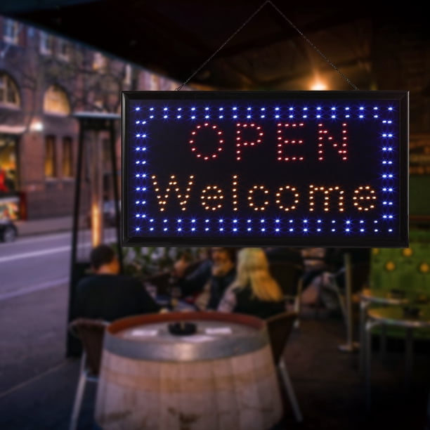 WALFRONT 1pc Large Bright LED Shop Sign Board Neon Light Window Door