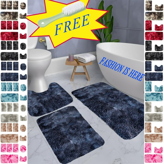 Bath Mat-Bathroom Mat Rug Non Slip Super Absorbent Stain Resistant Quick Dry Thin Bathroom Rug-Bath Mats for Bathroom Floor Bathtub Vanity-Bathmat Bath Rug Easy Care