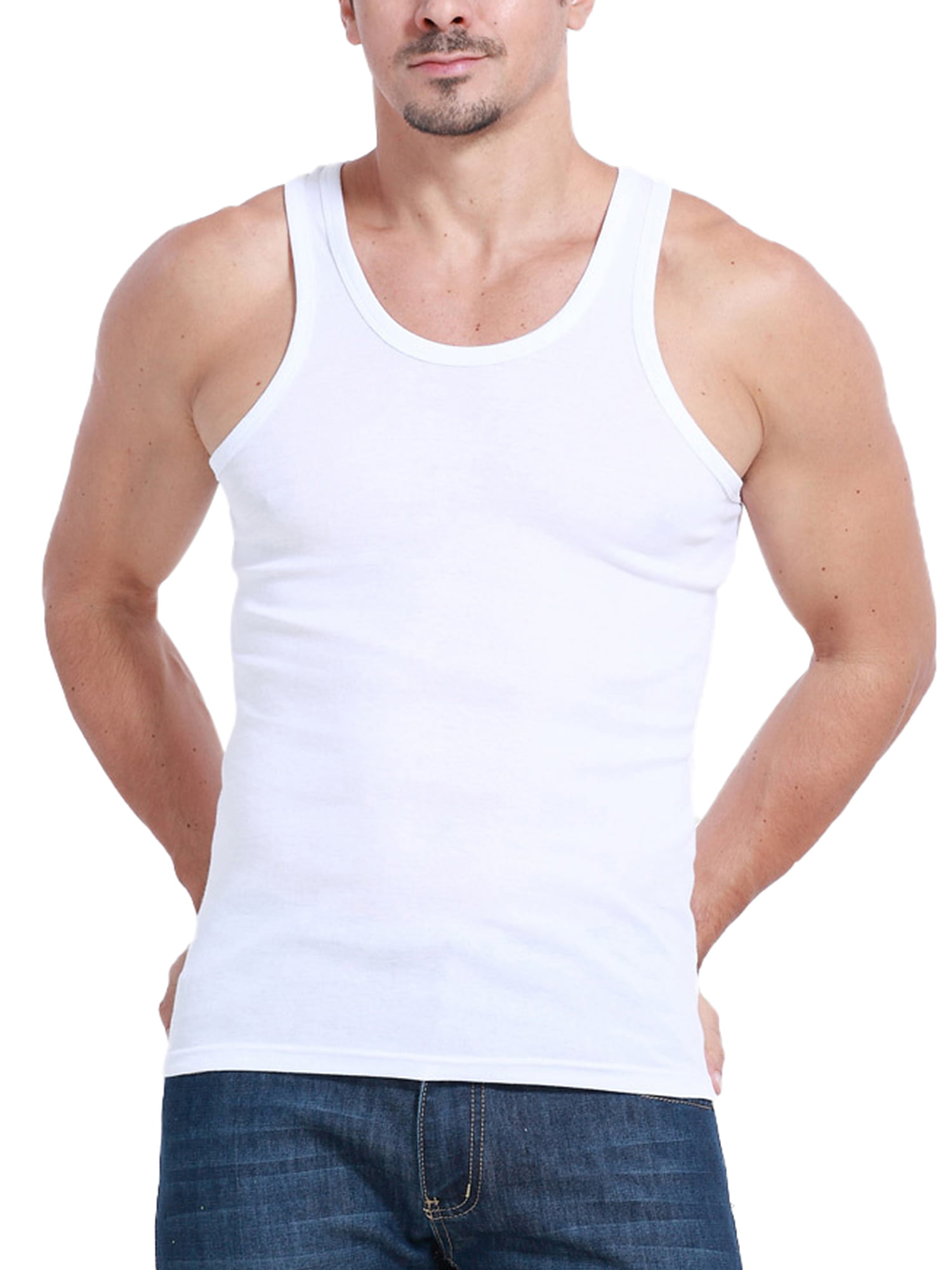 HETHCODE Men's Classic Basic Athletic Gym Jersey Vests Tank Top Casual T Shirts