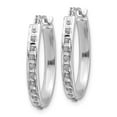 thumbnail image 2 of FB Jewels 14k White Gold Diamond Fascination Oval Hinged Hoop Earrings, 2 of 3